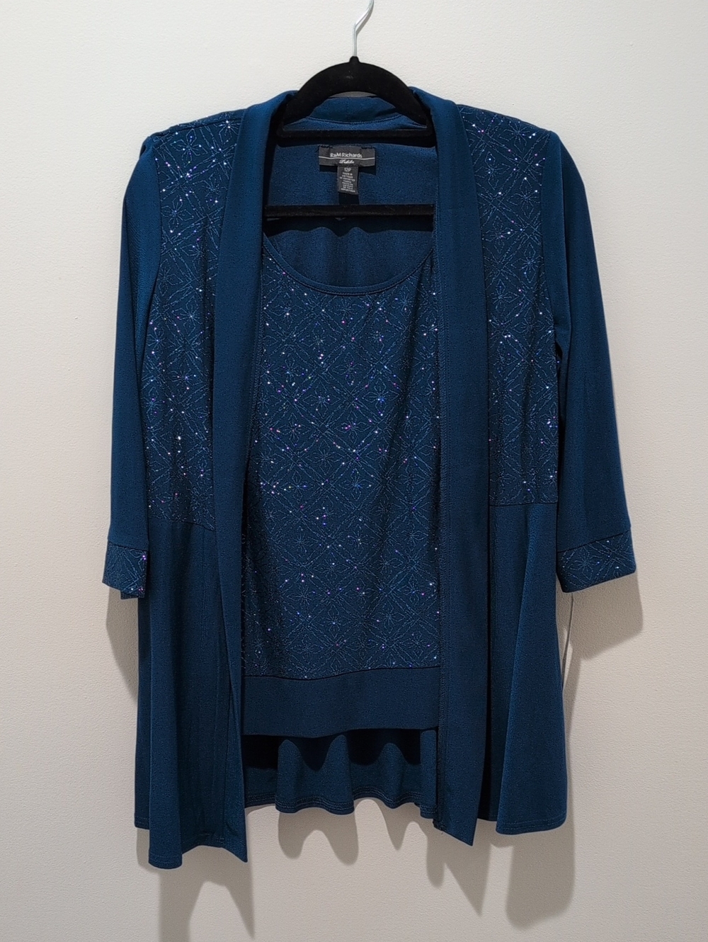 R&M Richards Open Front Jacket Attached Tank Sz 12P Formal Mother Of Bride 5589
